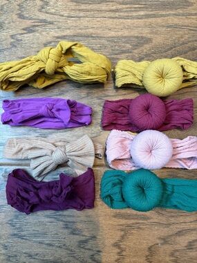 Kids Stretchy Headband Set - Purple, Mustard, Teal & Pink